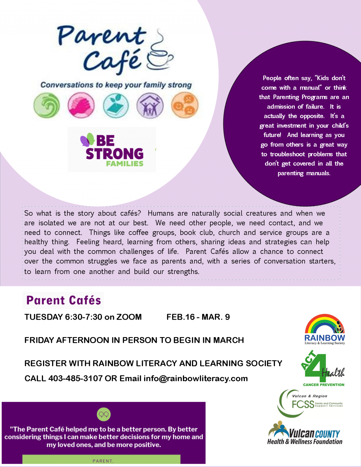 Parent Café – Vulcan County Health & Wellness Foundation